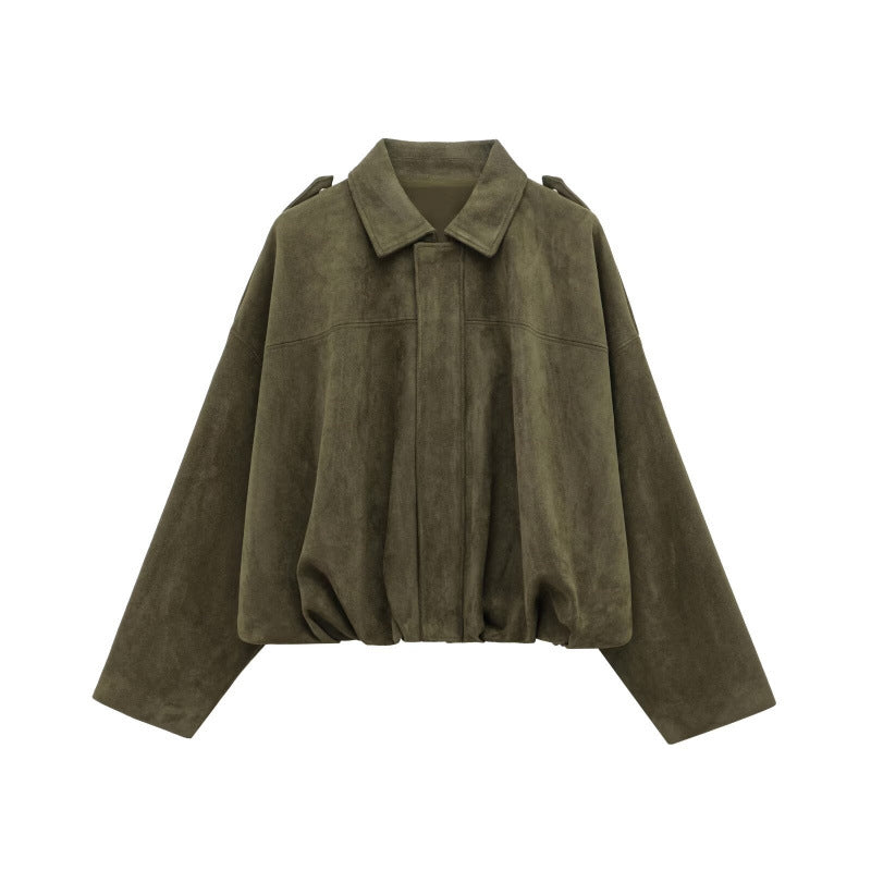 Suede Texture Bomber Jacket