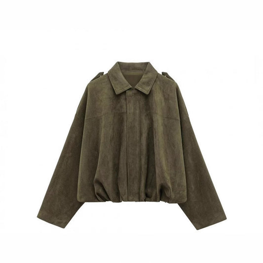 Suede Texture Bomber Jacket
