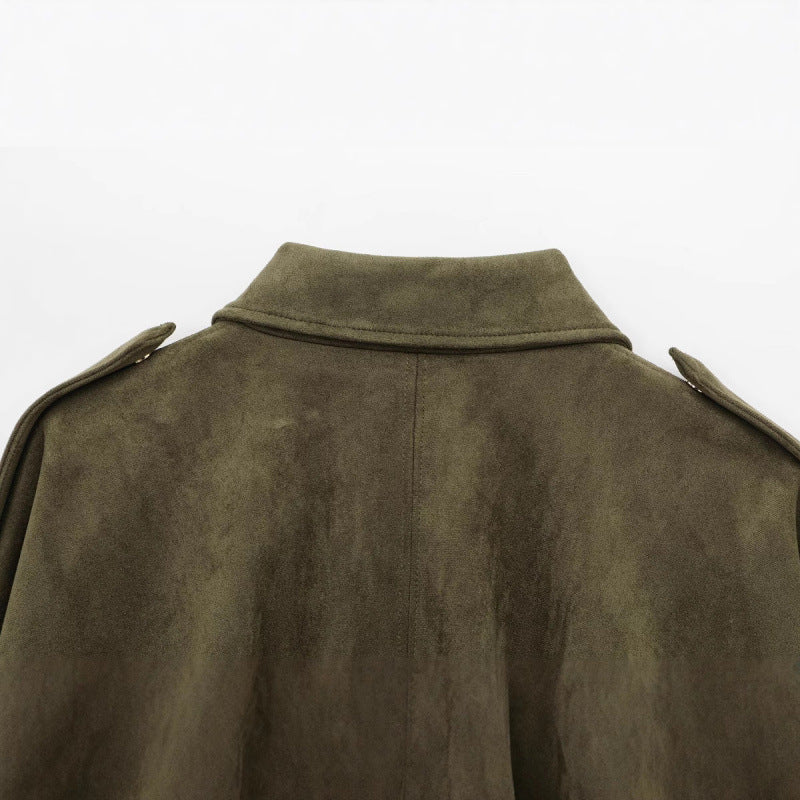 Suede Texture Bomber Jacket