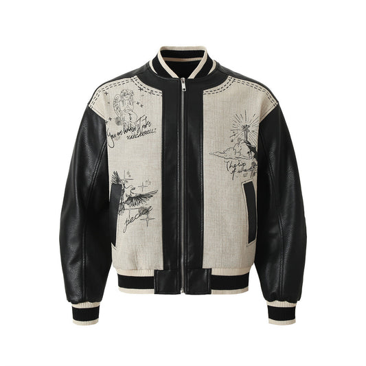 Men's Retro Angel Wings Baseball Jacket